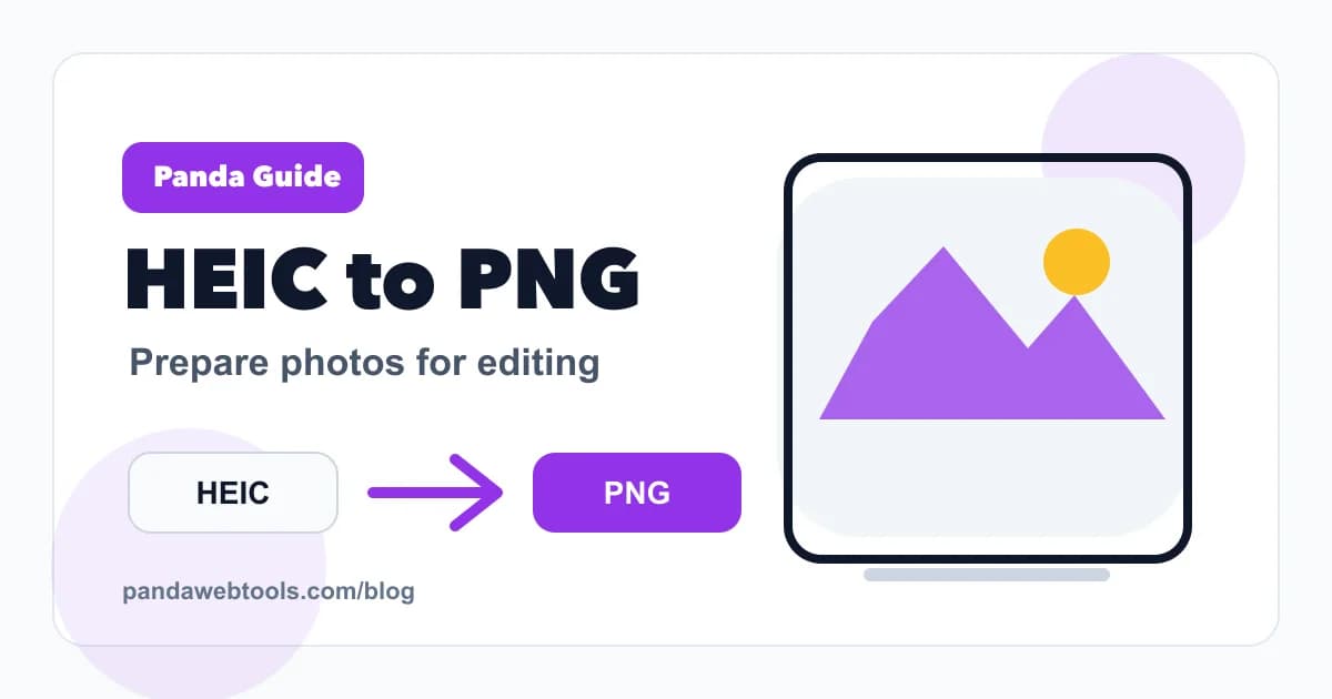 How to Convert HEIC to PNG for Editing educational hero image from Panda Web Tools.