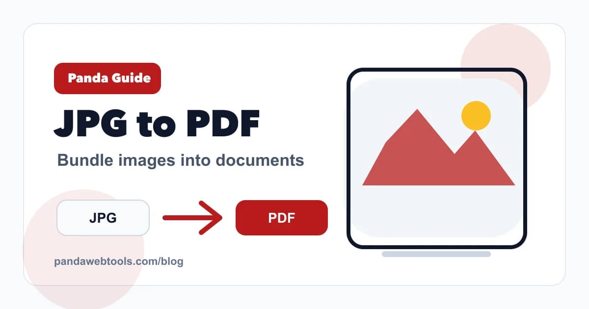 How to Convert JPG Images Into a PDF educational hero image from Panda Web Tools.