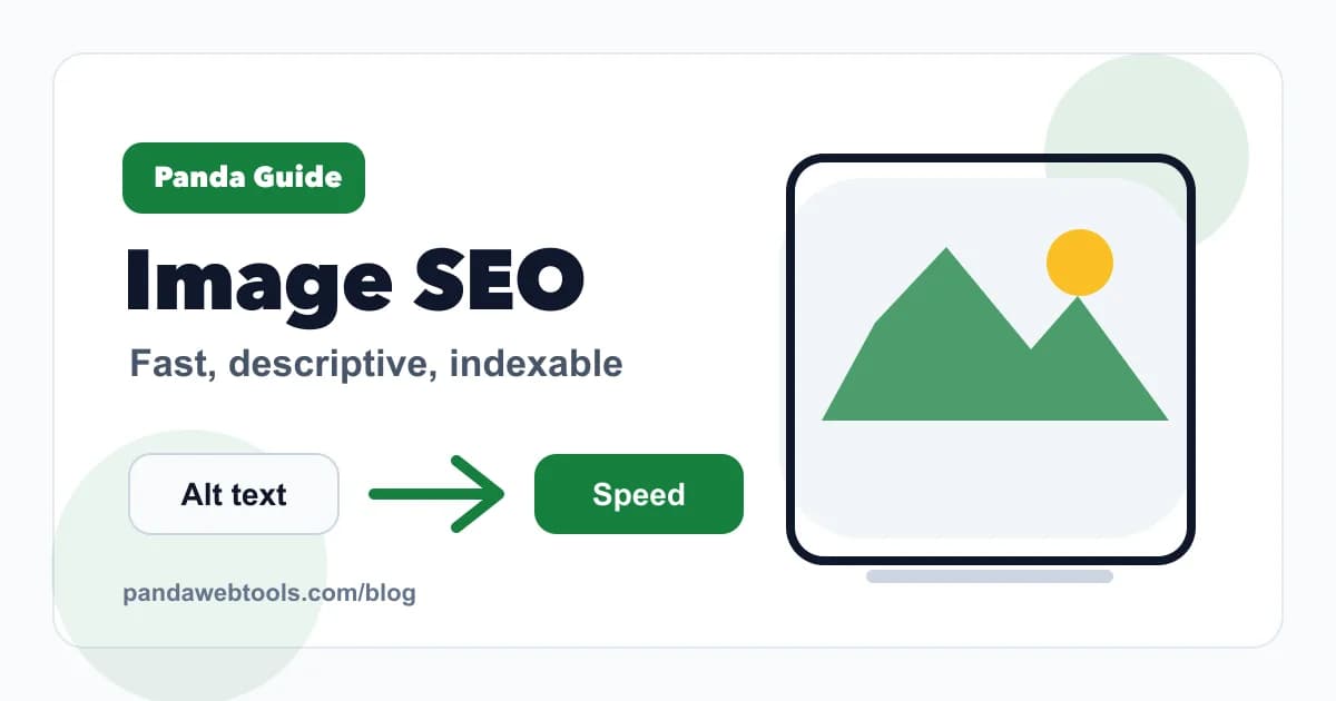 How to Optimize Images for SEO educational hero image from Panda Web Tools.