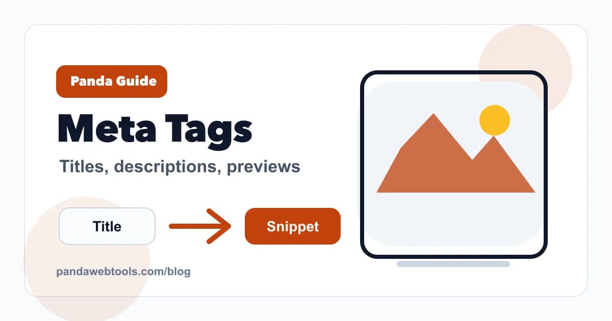 Complete Beginner's Guide to Meta Tags educational hero image from Panda Web Tools.