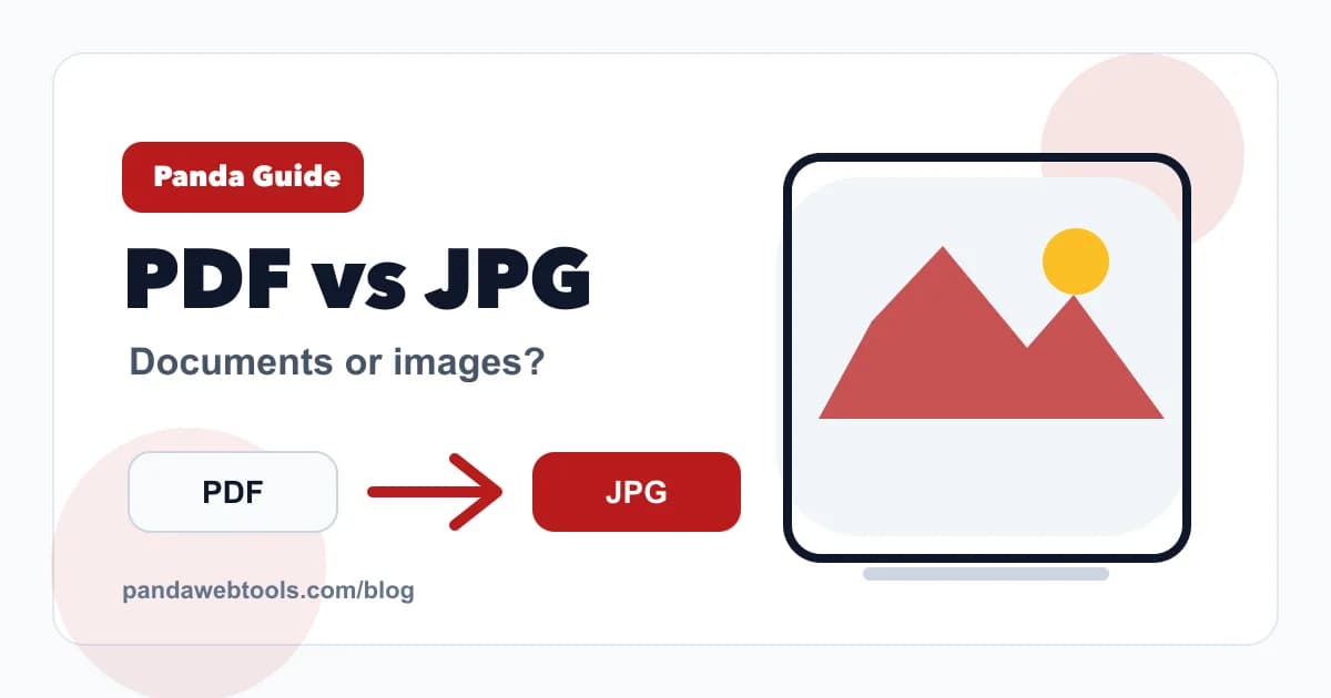 PDF vs JPG: Which Format Is Better? educational hero image from Panda Web Tools.